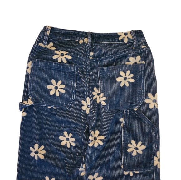 PacSun 90s Boyfriend Carpenter Corduroy Floral Jeans Size 26 - Picture 7 of 8